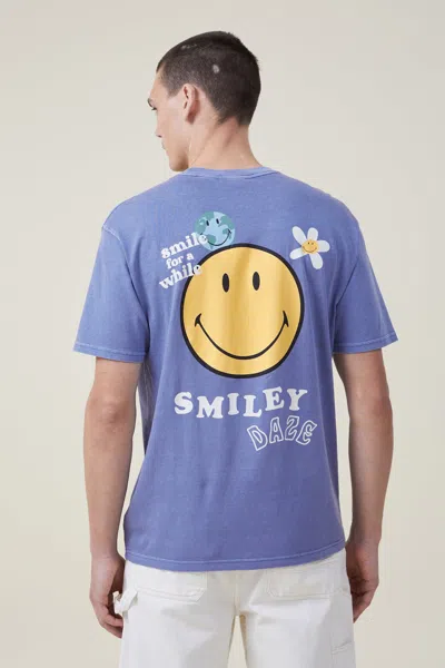 Cotton On Smiley Loose Fit T-shirt In Lcn Smi Blue Flint/smiley Daze
