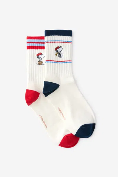 Cotton On Snoopy Crew Sock 2pk In White