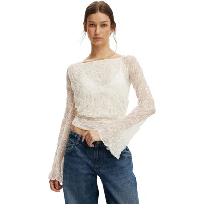Cotton On Sofia Lace Long Sleeve Top In White