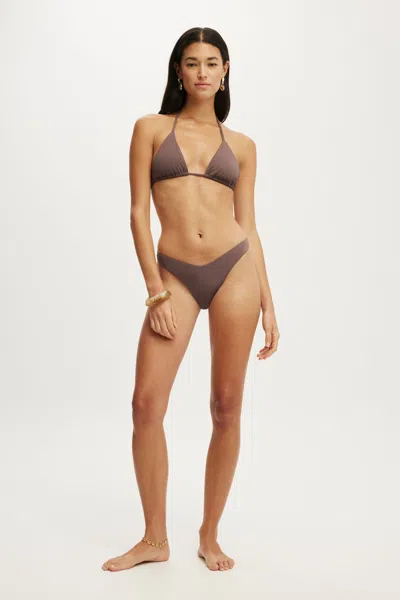 Cotton On Soft Dip High Side Brazilian Bikini Bottom In Brown