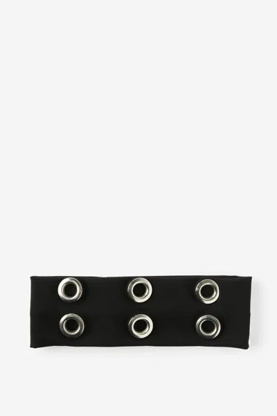 Cotton On Soft Headband In Black/silver Eyelet