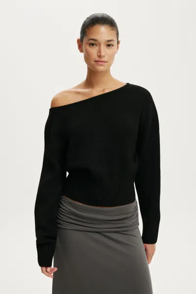 Cotton On Softest Luxe Off Shoulder Knit In Black