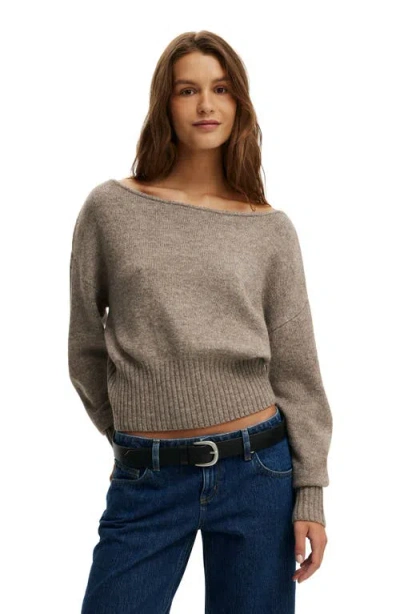 Cotton On Softest Luxe Off Shoulder Knit In Gray