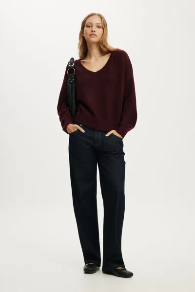 Cotton On Softest Luxe Slouchy V Knit In Sour Cherry