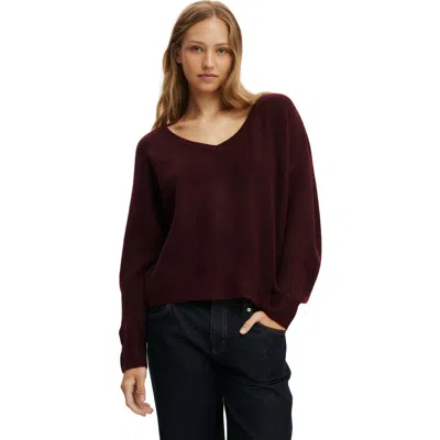 Cotton On Softest Luxe Slouchy V Knit In Sour Cherry