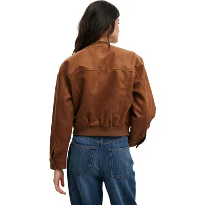 Cotton On Sophia Faux Suede Utility Bomber In Brown