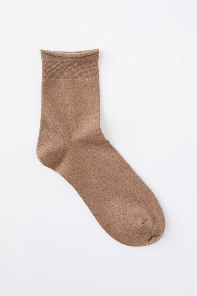 Cotton On Sparkle Mid Crew Sock In Brown