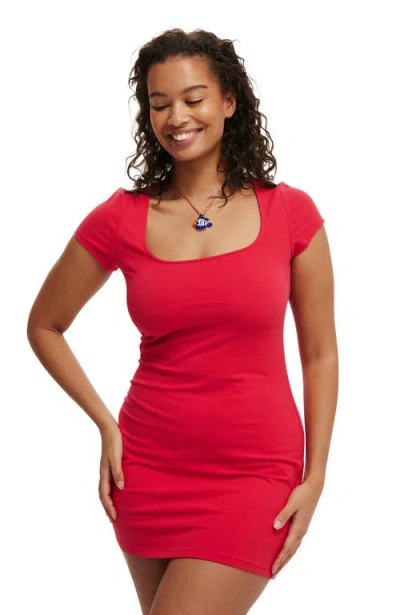 Cotton On Square Neck Bella Mini Dress In Crimson | ModeSens
