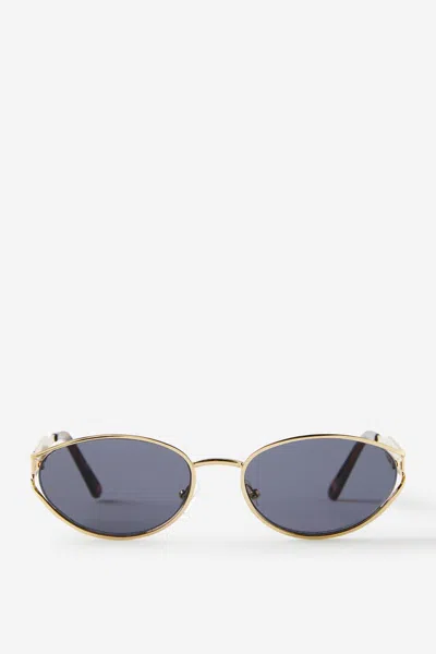 Cotton On Stevie Metal Cat Eye Sunglasses In Gold/black