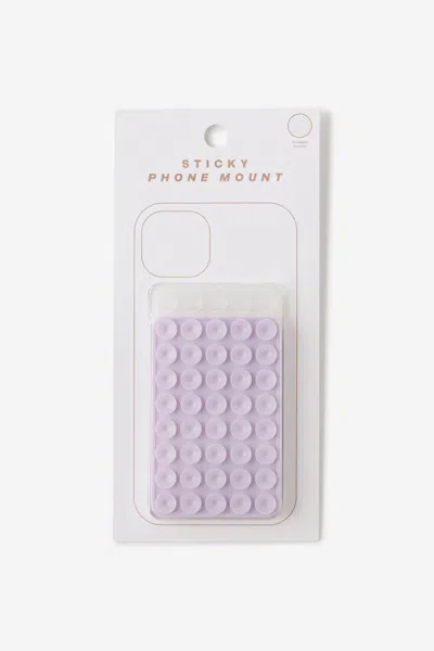 Cotton On Sticky Phone Mount In Rectangle Lilac/clear.