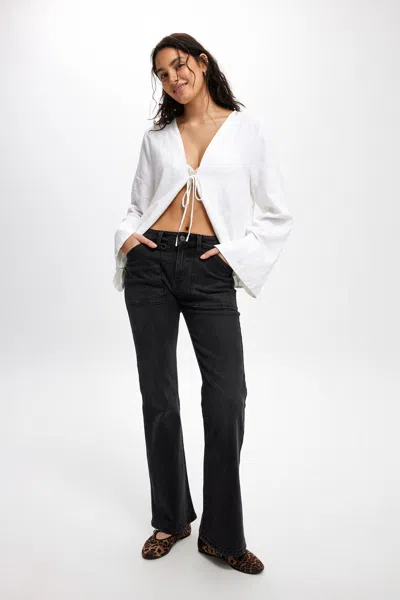 Cotton On Stretch Bootcut Flare Jean In Black Pepper/utility