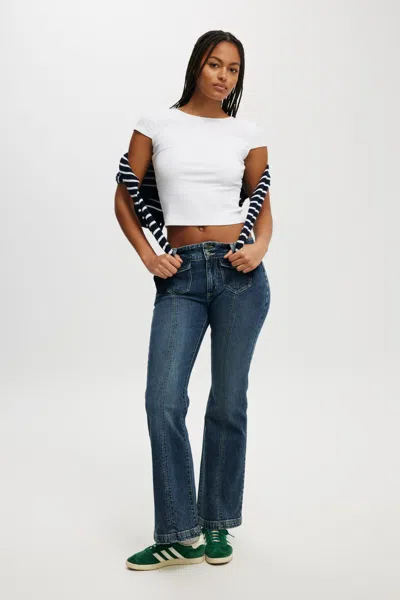 Cotton On Stretch Bootcut Flare Jean In Deepwater Blue/pockets