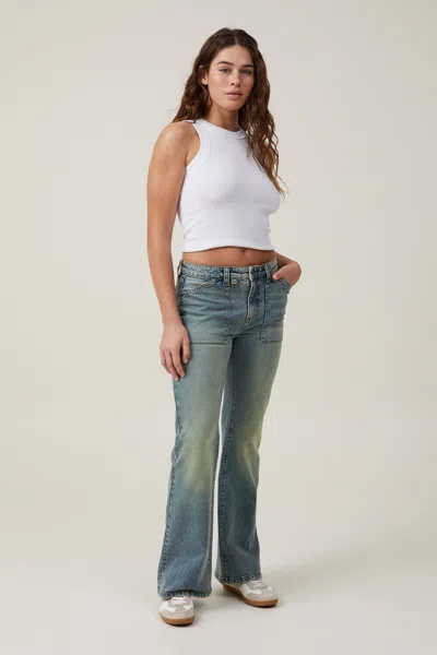 Cotton On Stretch Bootcut Flare Jean In Desert Blue/utility