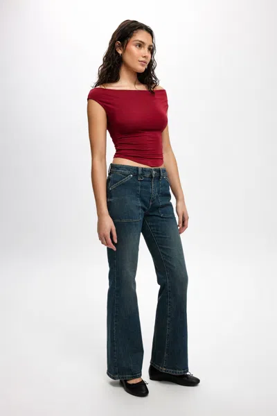 Cotton On Stretch Bootcut Flare Jean In Logans Blue/utility
