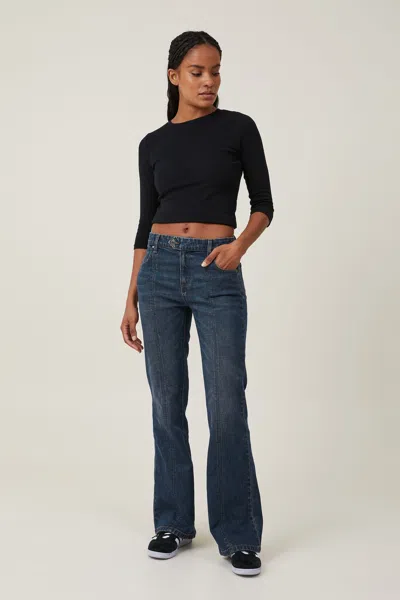 Cotton On Stretch Bootcut Flare Jean In Mistic Blue/seam Detail