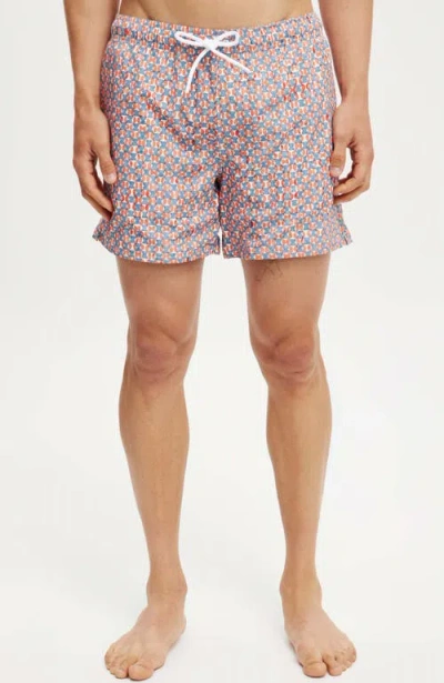 Cotton On Stretch Swim Short In Red Blue Micro