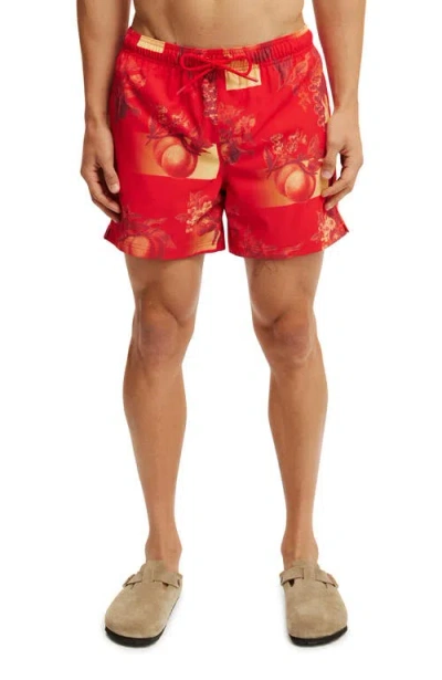 Cotton On Stretch Swim Short In Red Fruits