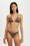 Cotton On Micro String Triangle Bikini Top In Brown