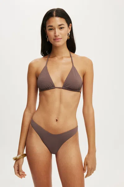 Cotton On String Triangle Bikini Top In Clay Taupe Matte