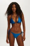 Cotton On String Triangle Bikini Top In Otway Blue Gloss