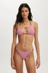 Cotton On String Triangle Bikini Top In Terry Stripe Red