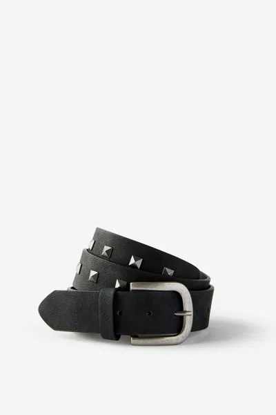 Cotton On Stud Belt In Black/burnished Silver
