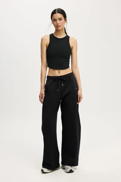 Cotton On Summer Fleece Adjustable Hem Sweatpant In Black