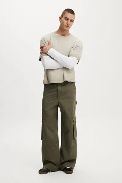 Cotton On Super Baggy Cargo Pant In Military