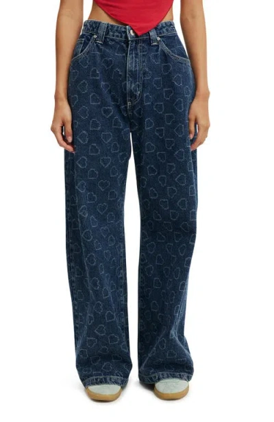 Cotton On Super Baggy Jean In Atlantic Blue Heart