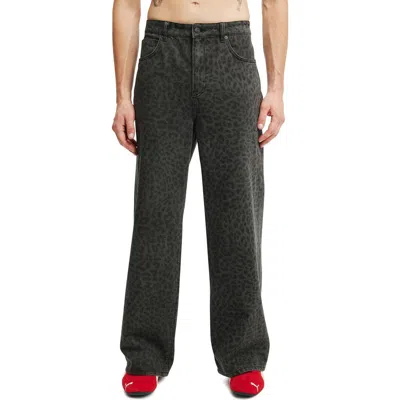 Cotton On Super Baggy Jean In Textured Leopard Overdye