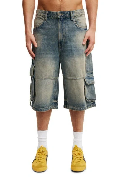Cotton On Super Baggy Jort In Cargo Sandstorm Blue