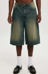 Cotton On Men's Super Baggy Jort Shorts In Washed Blue