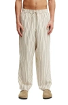 Cotton On Super Baggy Linen Pant In Oatmeal  Brown Stripe