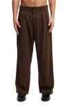 Cotton On Super Baggy Pleated Pant In Chocolate Pinstripe