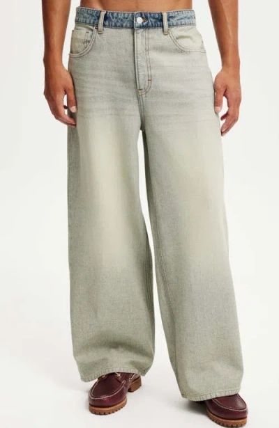Cotton On Super Baggy Reverse Jean In Backwards Blue