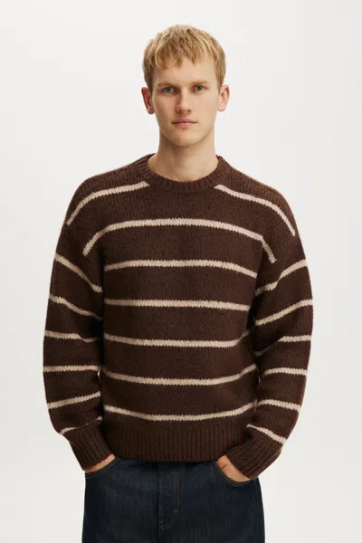 Cotton On Super Soft Boxy Sweater In Chocolate Stripe