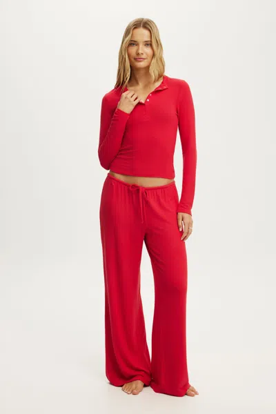 Cotton On Super Soft Low Rise Wide Leg Pant In Cheeky Cherry