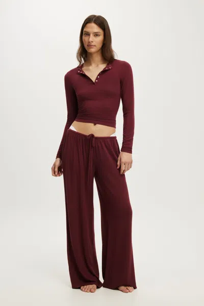 Cotton On Super Soft Low Rise Wide Leg Pant In Ginger Berry