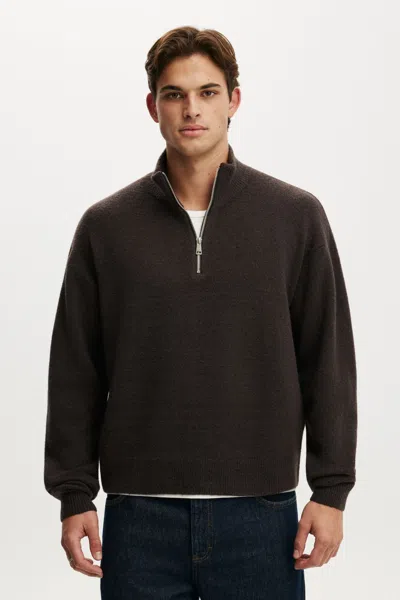 Cotton On Super Soft Quarter Zip Sweater In Brown