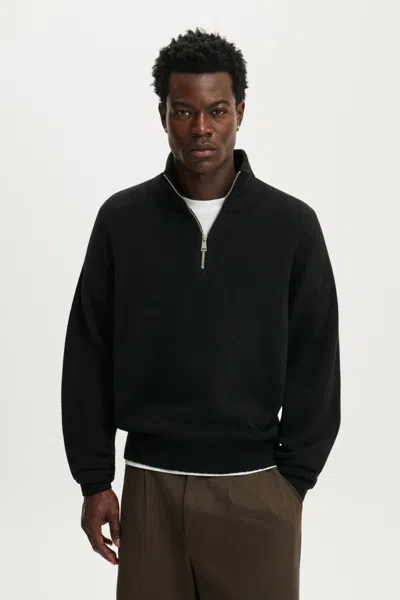 Cotton On Super Soft Quarter Zip Sweater In Black