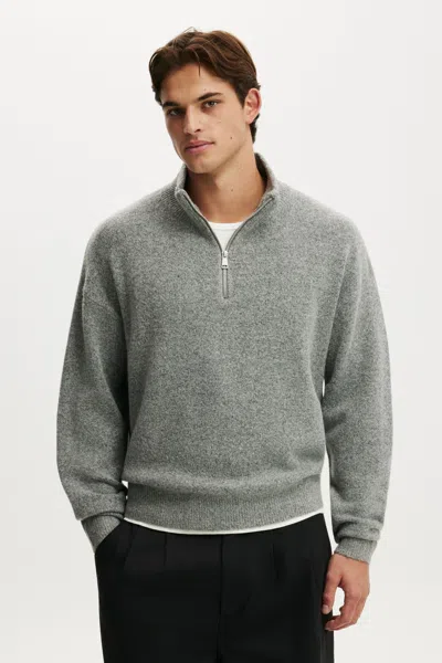 Cotton On Super Soft Quarter Zip Sweater In Gray