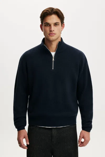 Cotton On Super Soft Quarter Zip Sweater In Blue