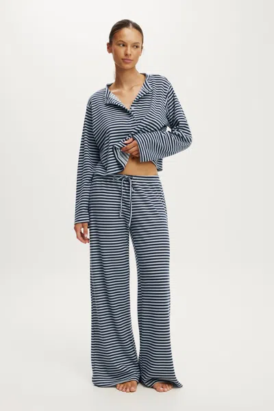 Cotton On Super Soft Waffle Wide Leg Pant In Blue