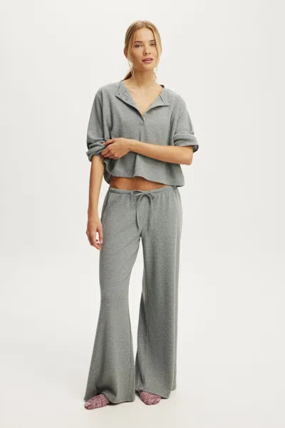 Cotton On Super Soft Waffle Wide Leg Pant In Gray