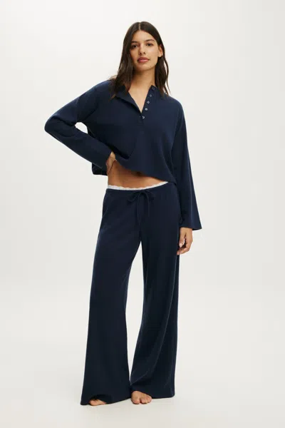 Cotton On Super Soft Waffle Wide Leg Pant In Blue