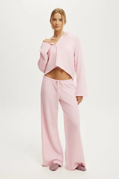 Cotton On Super Soft Waffle Wide Leg Pant In Pink