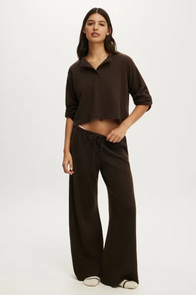 Cotton On Super Soft Waffle Wide Leg Pant In Brown