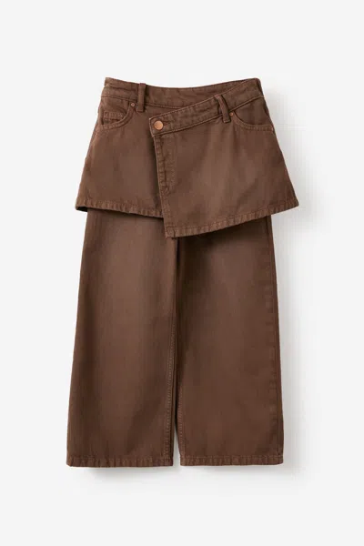 Cotton On Kids' Super Wide Leg Skirt Denim Jean In Brown