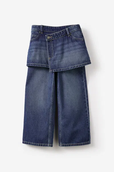 Cotton On Kids' Super Wide Leg Skirt Denim Jean In Blue