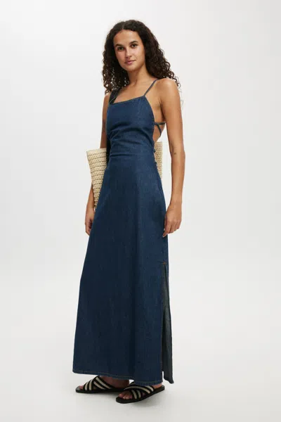 Cotton On Tate Denim Maxi Dress In Mistic Blue
